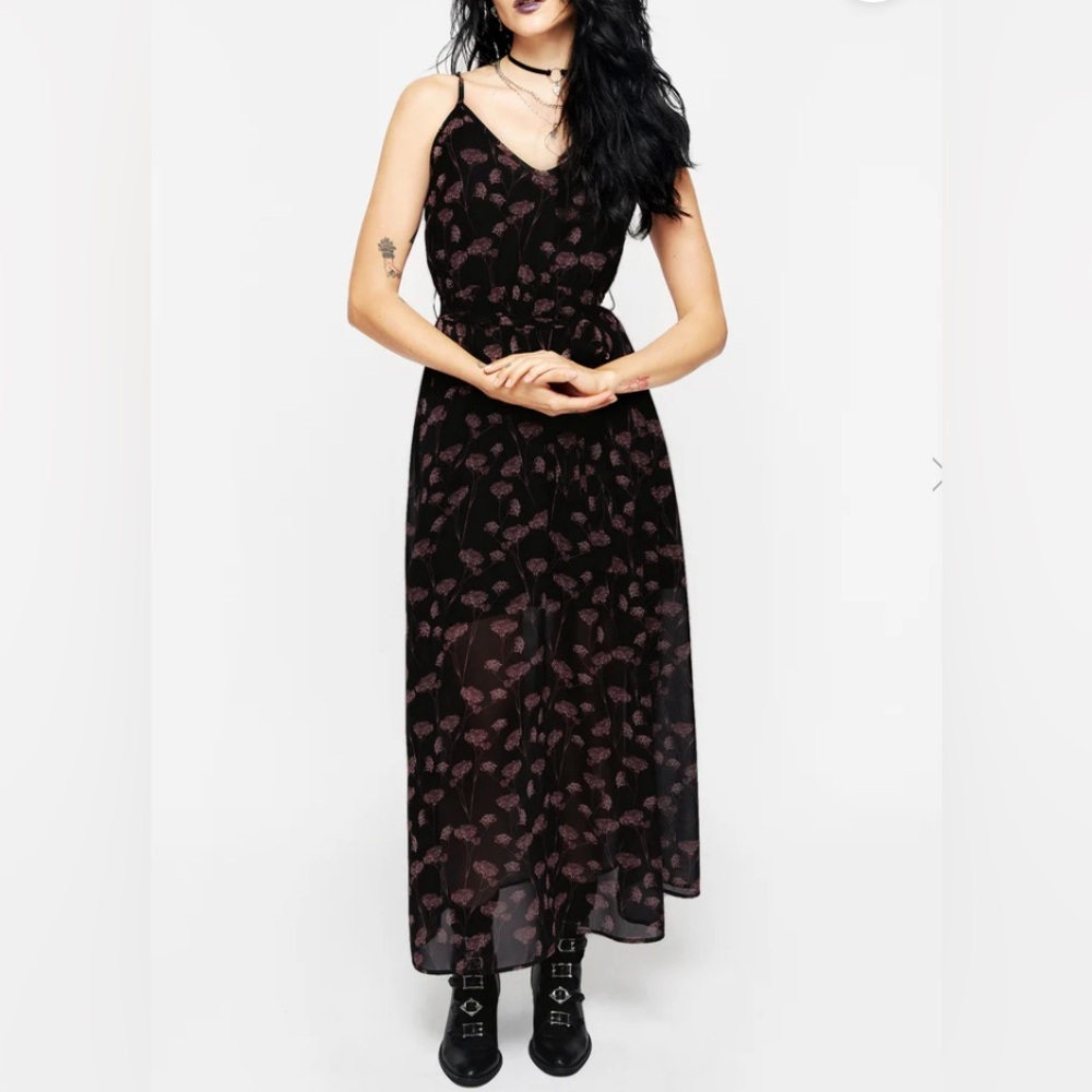 COPY for krissebastian Disturbia Judas Sheer Black Floral Maxi